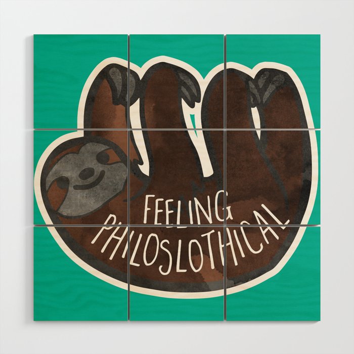 PhiloSLOTHical - cute sloth pun Wood Wall Art