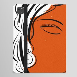 Minimal Pop Portrait in Orange and Yellow Illustration iPad Folio Case