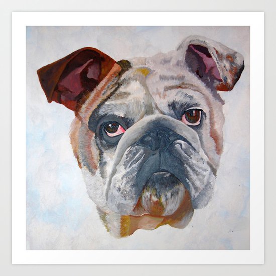 American Bulldog Portrait Yale Mascot Art Print By Taiche Society6