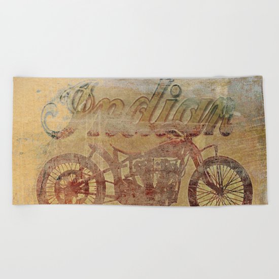 Indian - Vintage Motorcycle Beach Towel