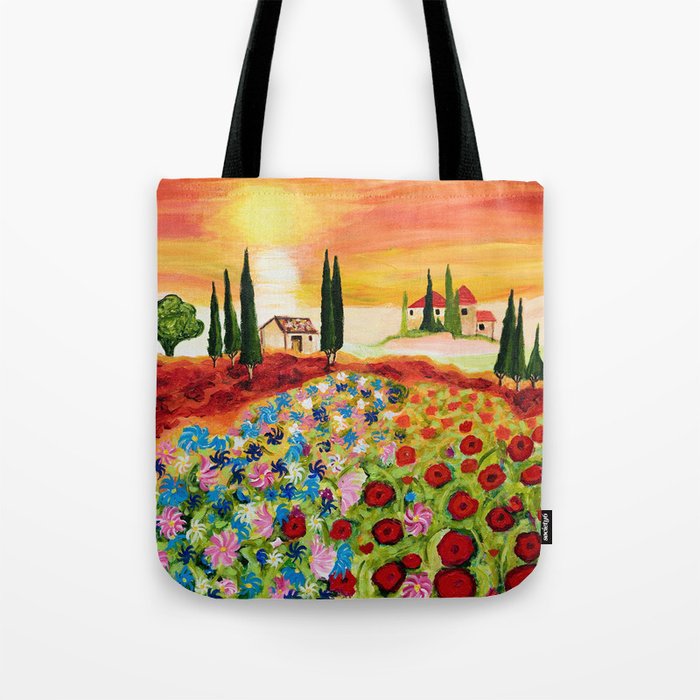 Tuscan Field of Poppies Tote Bag