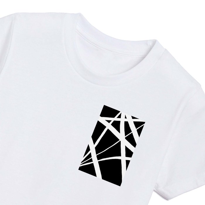 Geometric Line Abstract - Black Abstract and T Kids Society6 Shirt White by White Black 