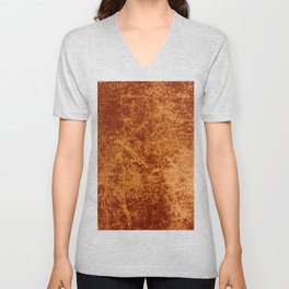 Rustic Brown old leather patterm V Neck T Shirt