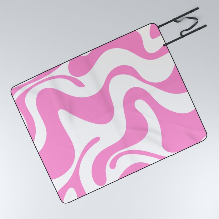 Lava Lamp - 70s Colorful Abstract Minimal Modern Wavy Art Design Pattern in Pink Picnic Blanket