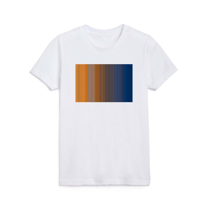 Burnt Orange and Dark Blue Stripes Kids T Shirt