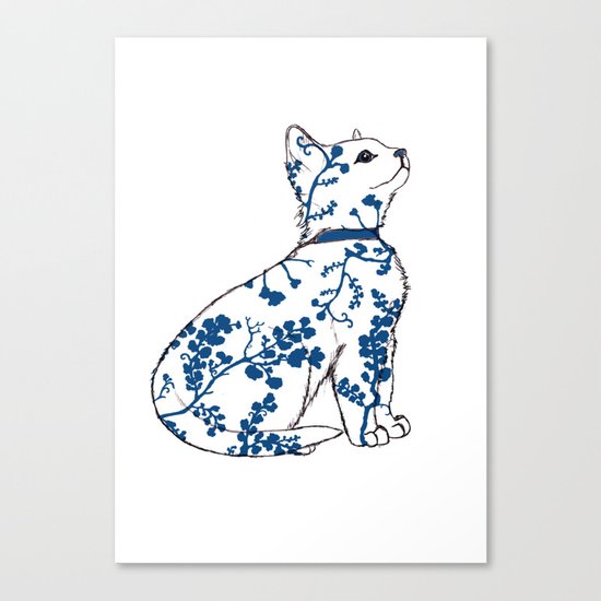 Floral Kitten Canvas Print