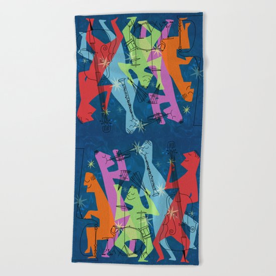Mid-Century Modern Jazz Beach Towel