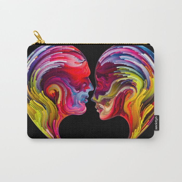 Love in Hues: Heartfelt Radiance, Abstract Art Exploration Journey of Emotion and Radiant Expressio  Carry-All Pouch