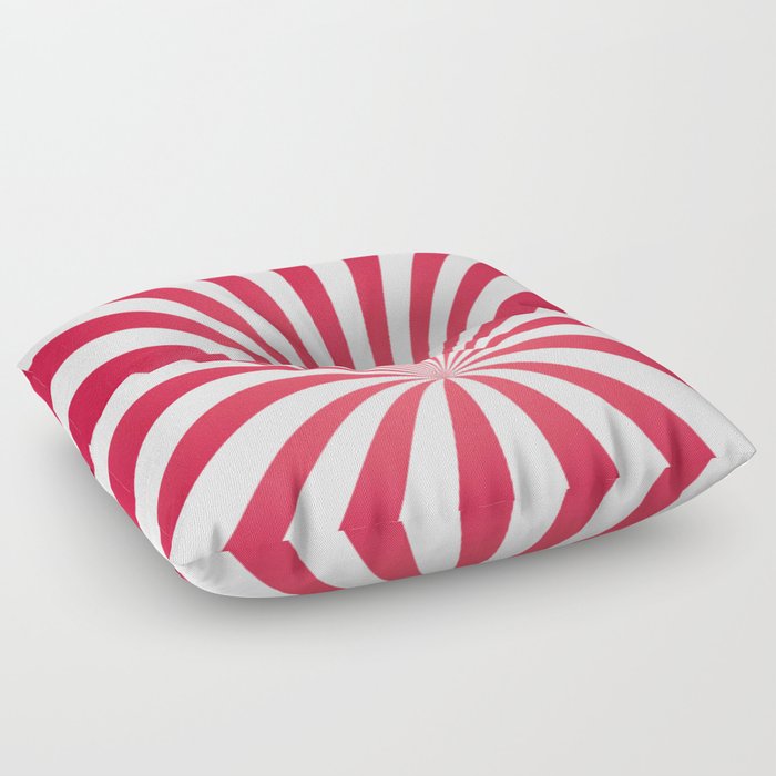 Red White and Pink Stripes Swirl Funnel Vintage Floor Pillow