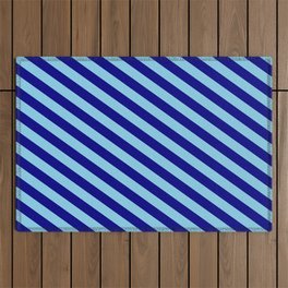 [ Thumbnail: Blue and Sky Blue Colored Stripes/Lines Pattern Outdoor Rug ]