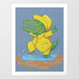 Rainy Crocodile Art Print