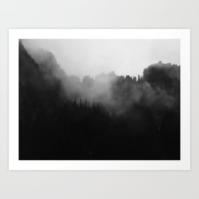 Dark Misty Mountain Forest Landscape Minimalist Landscape Photography Art Print By Earthscape