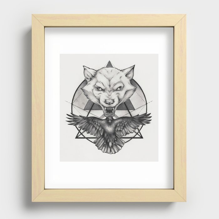 Wolf and Crow - Emblem Recessed Framed Print