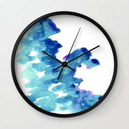 Blue, turquoise water cloud. Colorful watercolor painting Wall Clock