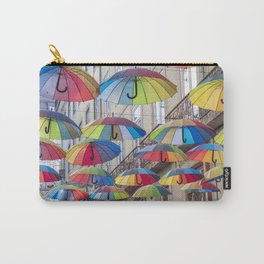 Umbrellas in Lisbon, Portugal art print- bright cheerful summer - street and travel photography Carry-All Pouch