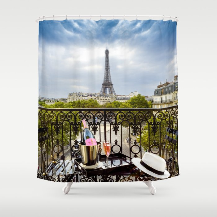 Eiffel Tower Paris Balcony View Shower Curtain
