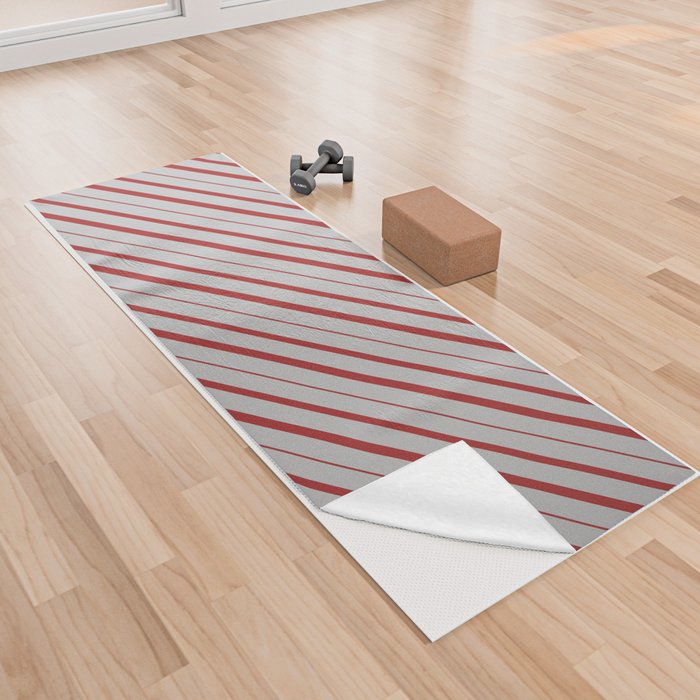 Grey and Brown Colored Lines/Stripes Pattern Yoga Towel