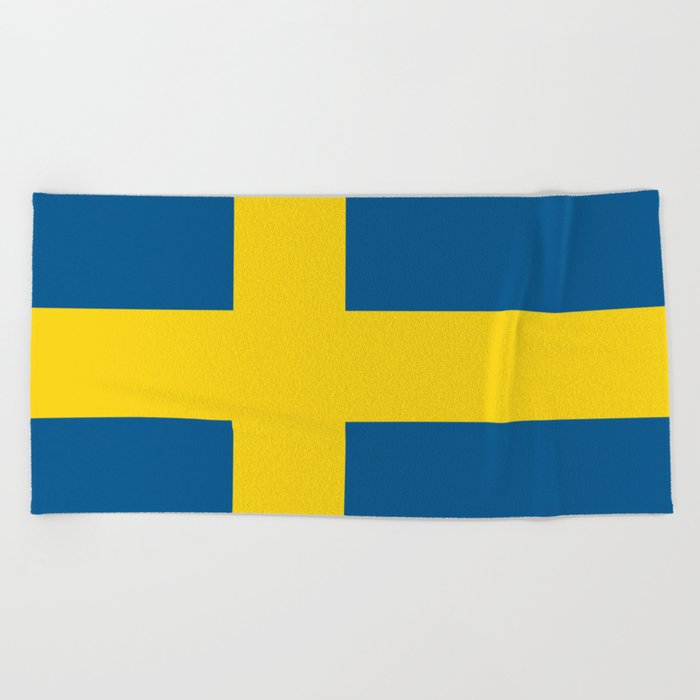 Sweden Flag Print Swedish Country Pride Patriotic Pattern Beach Towel
