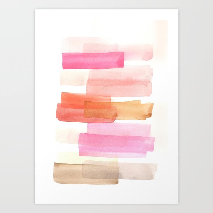 Peach and Cream 3 Watercolor Abstract Pink  Art Print