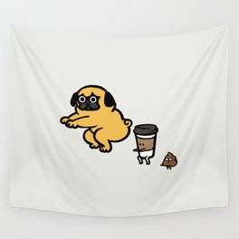 Pug and Coffee Squats Wall Tapestry