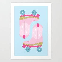 Cowboy Roller Skates Art Print