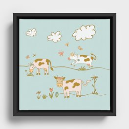 Who Says Moo? Framed Canvas