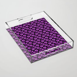 Two Kisses Collided Playful Pink Colored Lips Pattern Acrylic Tray