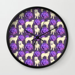 Golden Retriever Dog Jax Purple Hydrangea Wall Clock