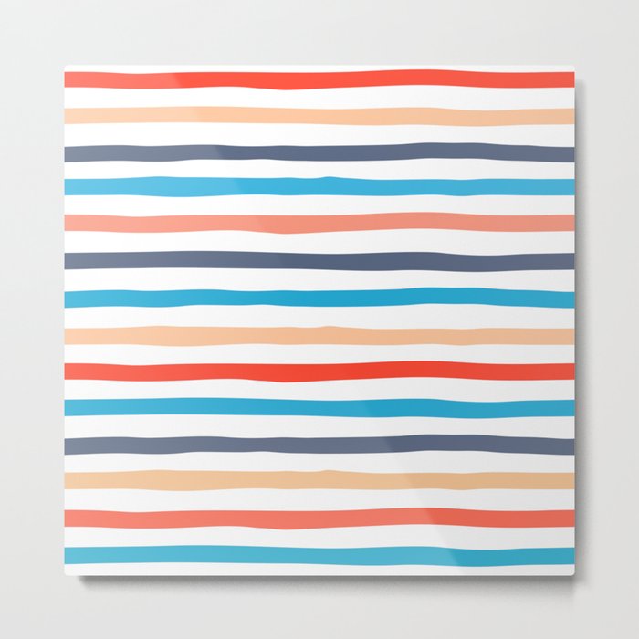 Hand-drawn bright colored stripes pattern Metal Print