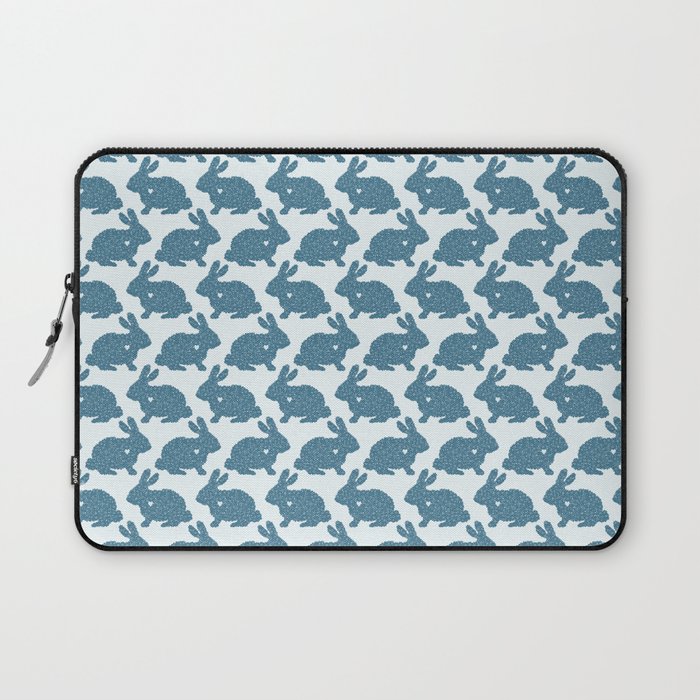 Floral Bunnies with 'Heart' - Blue on light Laptop Sleeve