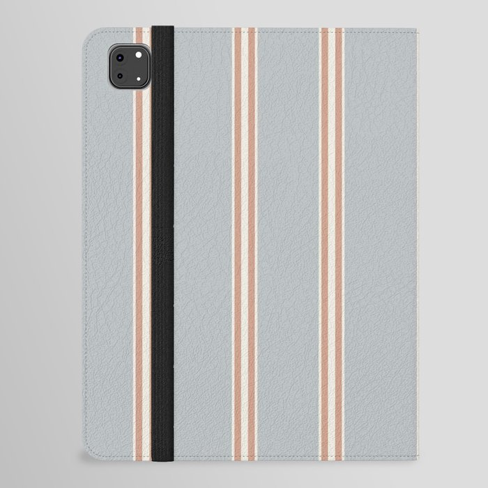 Stripes - Thick + Thin lines - Aleutian Blue, Rose Tan + White iPad Folio Case