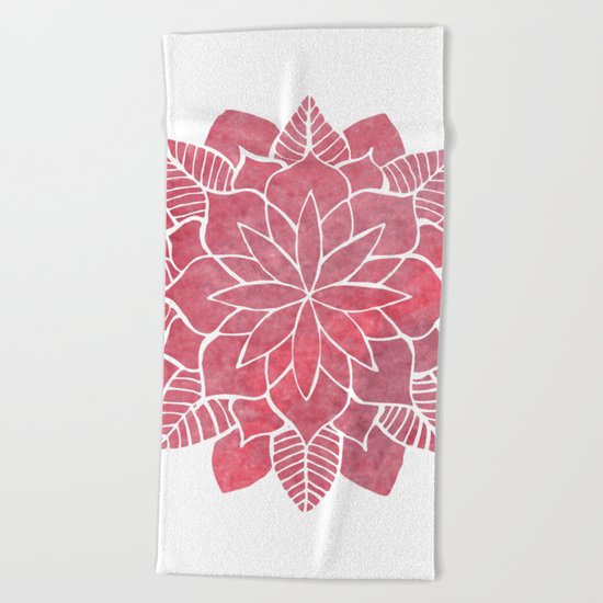 Red Mandala Beach Towel