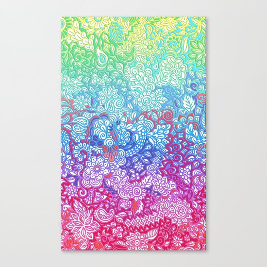Fantasy Garden Rainbow Doodle Canvas Print
