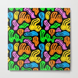 Funny melting smiling happy face colorful cartoon seamless pattern Metal Print