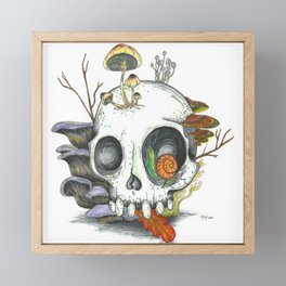 Mushroom Skull with Snail Framed Mini Art Print