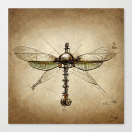 Steampunk mechanical Dragonfly no.1 Canvas Print