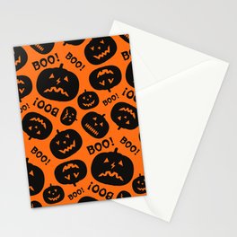 Halloween Boo! Jack-O-Lanterns Orange & Black Stationery Card
