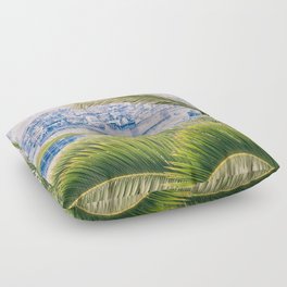 Azulejos Lisbon Tiles - Palm Tree Photo - Fine Art Portugal Photography Floor Pillow