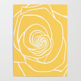 Sunshine Yellow Rose Drawing Poster