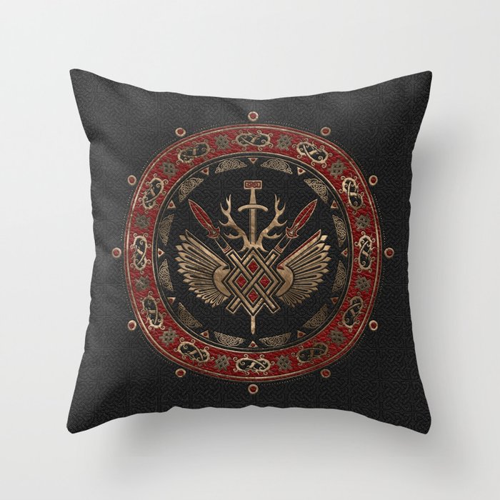 Red Leather And Gold Throw Pillow, Red Leather Pillows