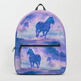 Horses run Backpack | Horses, Nature, Painting, Trees, Run, White, Fog, Horse, Fairytale, Lightblue 