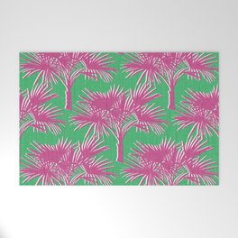 Retro Palm Trees Hot Pink and Kelly Green Welcome Mat