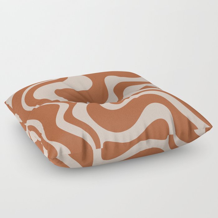 Liquid Swirl Retro Abstract Pattern in Clay and Putty Earth Tones Floor Pillow