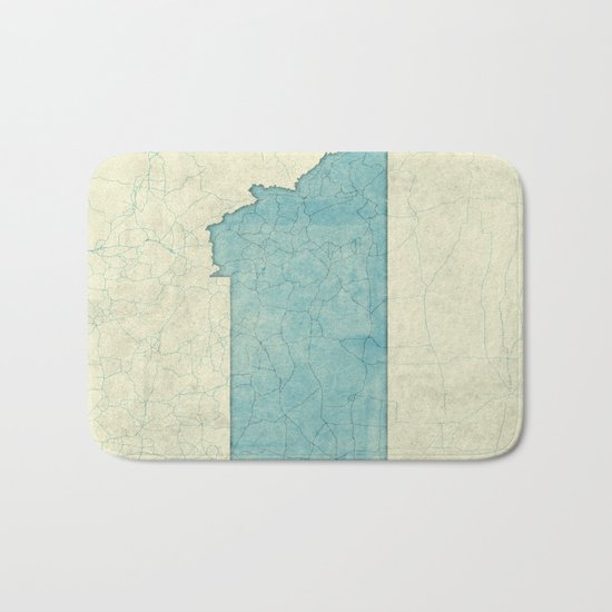 Montana State Map Blue Vintage Bath Mat