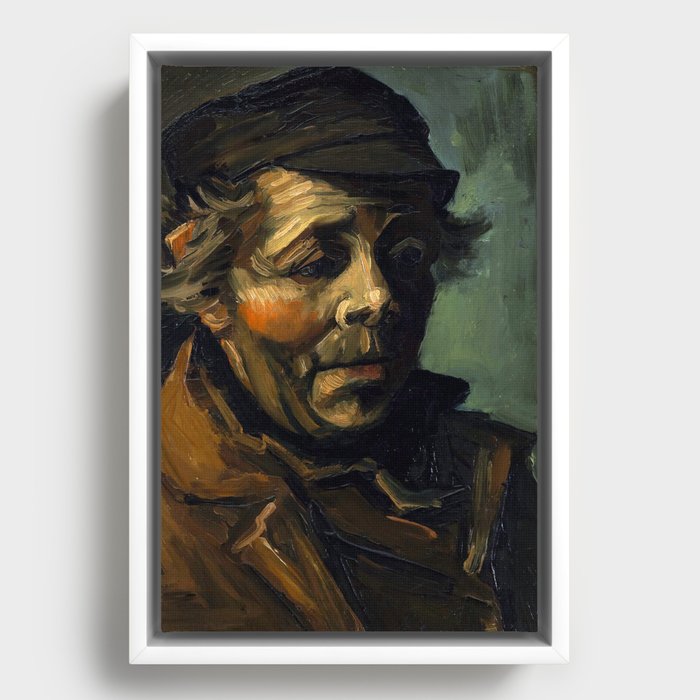 Head Of A Peasant (1884) - Vincent Van Gogh Framed Canvas