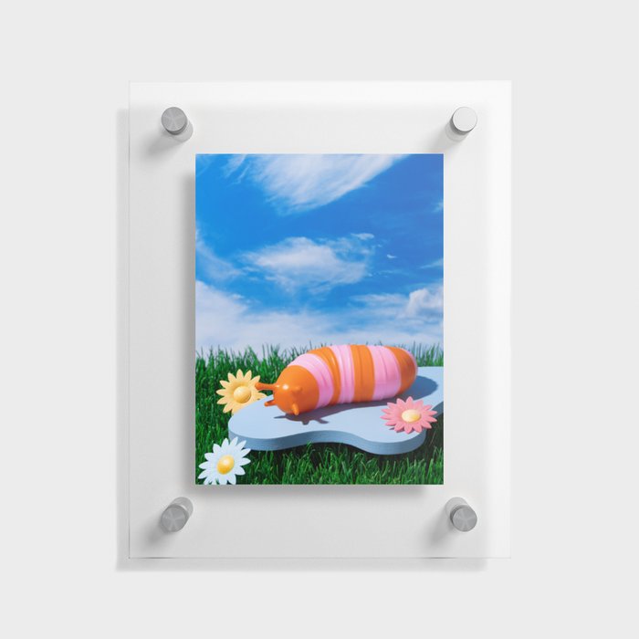 Sunbathing with flowers Floating Acrylic Print