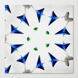 Blue cocktails & martini aperitifs alcoholic beverages mixed drinks wine glass motif painting Canvas Print