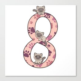Siamese Cat Eighth Birthday For Kids Cats Canvas Print
