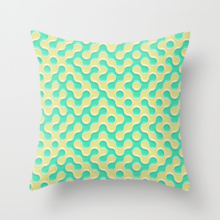 Yellow Deep Sea Green Truchet Tilling Pattern Throw Pillow By