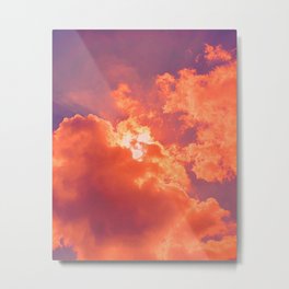 Orange Clouds in Purple Sky Metal Print